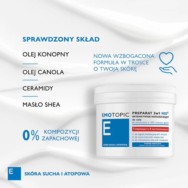 PHARMACERIS E EMOTOPIC PREPARAT INTENSYWNIE NATŁUSZCZAJĄCY DO CIAŁA 3W1 500 ML