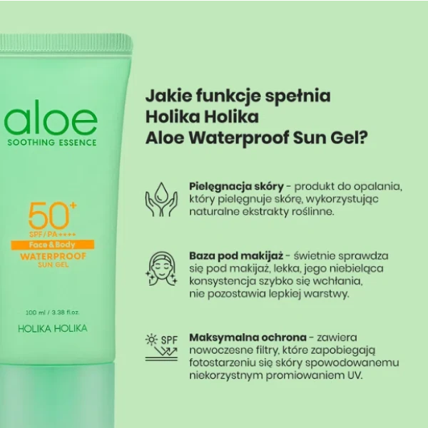 HOLIKA HOLIKA  Aloe Waterproof Sun Gel Żel do twarzy i ciała SPF50+ 100 ml