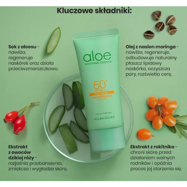 HOLIKA HOLIKA  Aloe Waterproof Sun Gel Żel do twarzy i ciała SPF50+ 100 ml