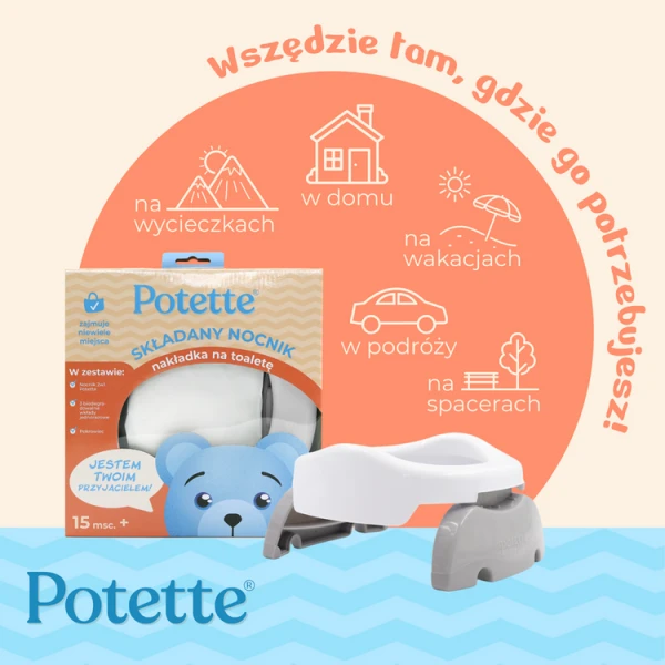 Potette Nocnik dla dziecka i nakładka na toaletę, biało-niebieski