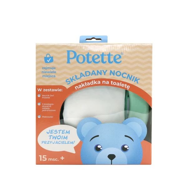 POTETTE 2 W 1 NOCNIK DLA DZIECKA I NAKŁADKA NA TOALETĘ, MIĘTOWO-BIAŁY