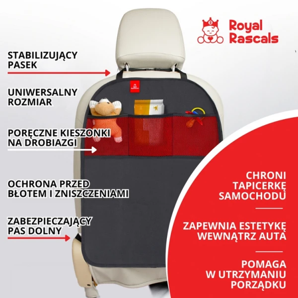 Mata ochronna do samochodu z organizerem, zestaw 2 szt., czarny, Royal Rascals