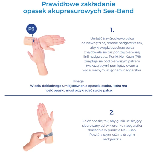 SEA-BAND Opaski akupresurowe przeciw mdłościom dla dorosłych, 2 szt.