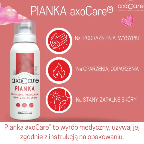 AXOCARE PIANKA NA OPARZENIA, PODRAŻNIENIA SKÓRY I STANY ZAPALNE 3+ 85 ML