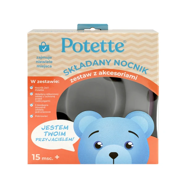 Potette Nocnik - Zestaw wielofunkcyjny z akcesoriami, różowo-biały