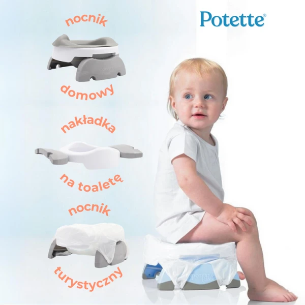 Potette Nocnik - Zestaw wielofunkcyjny z akcesoriami, różowo-biały