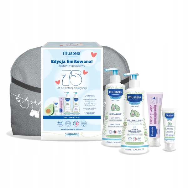 MUSTELA Zestaw wyprawkowy + torba na wózek