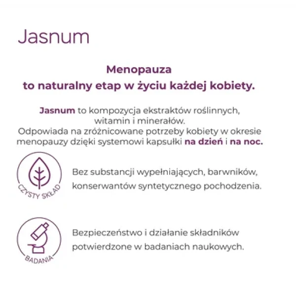 JASNUM DZIEŃ I NOC OBJAWY MENOPAUZY 30 +30 KAPSUŁEK