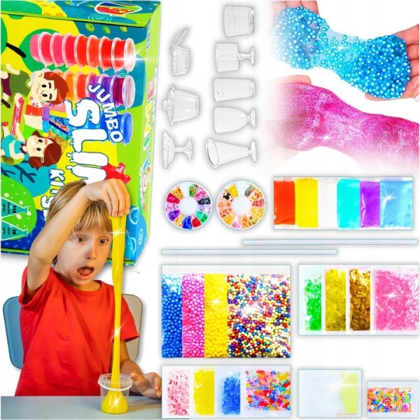 SLIME ZESTAW DLA DZIECI DO TWORZENIA GLUTÓW 28 GOTOWYCH SLIME + AKCESORIA