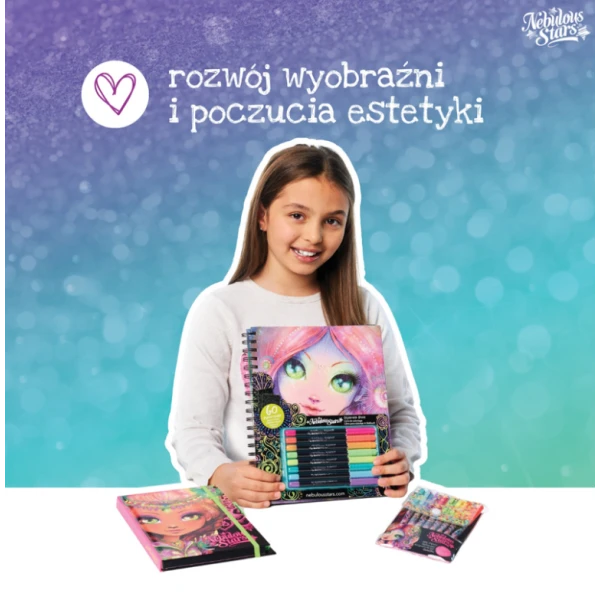 Kolorowanki z czarnymi kartkami i pisakami M Coralia Nebulous Stars