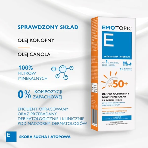 PHARMACERIS EMOTOPIC DERMO-OCHRONNY KREM MINERALNY DO TWARZY SPF 50+ 75ML