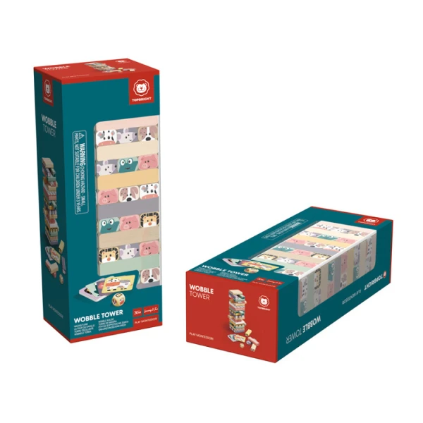 GRA ZRĘCZNOŚCIOWA JAKIE TO ZWIERZĘ ? WIEŻA JENGA 36M+ TOPBRIGHT