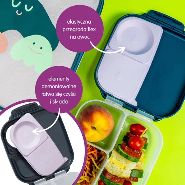 B.box Zestaw Mini Lunchbox + Butelka tritanowa ze słomką 450 ml, Emerald Forest