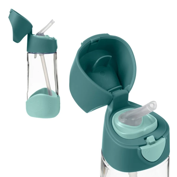 B.box Zestaw Mini Lunchbox + Butelka tritanowa ze słomką 450 ml, Emerald Forest