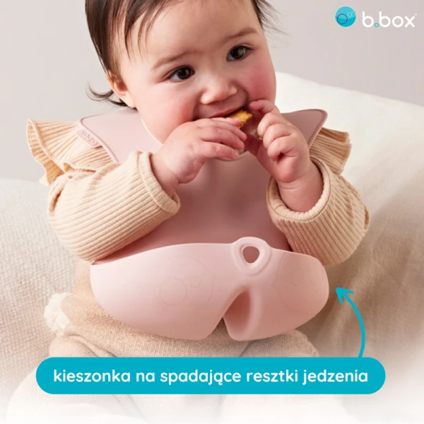 B.box Śliniak z otwartą kieszonką różowy