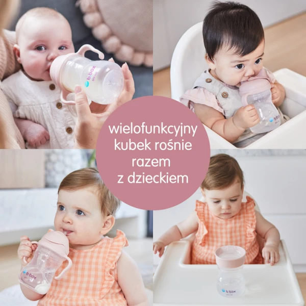 B.box Kubek 4w1 zestaw 240 ml, różowy