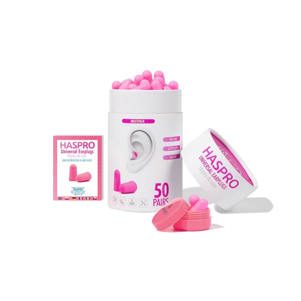HASPRO TUBE50 PINK STOPERY PIANKOWE DO USZU RÓŻOWE 50 PAR