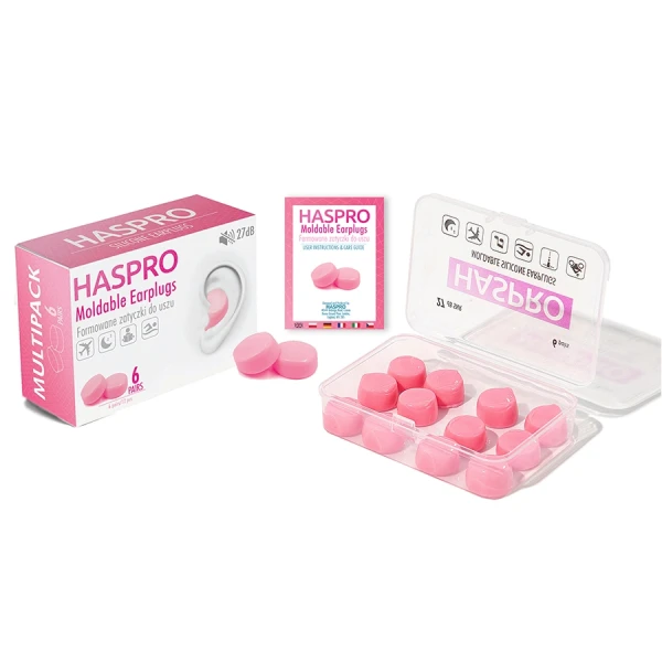 HASPRO PINK FORMOWANE ZATYCZKI DO USZU RÓŻOWE 6 PAR