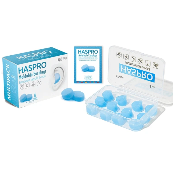 HASPRO FORMOWANE ZATYCZKI DO USZU NIEBIESKIE UNIWERSALNE 6 PAR