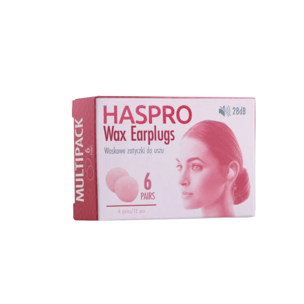 HASPRO FORMOWANE ZATYCZKI DO USZU WAX EARPLUGS WOSKOWE 6 PAR