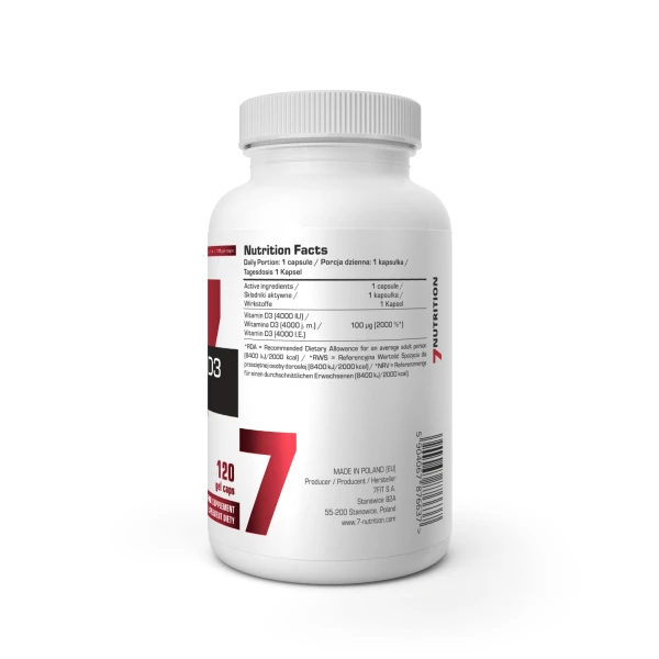 7NUTRITION VITAMIN 4000 D3 WITAMINA D 120 KAPSUŁEK 