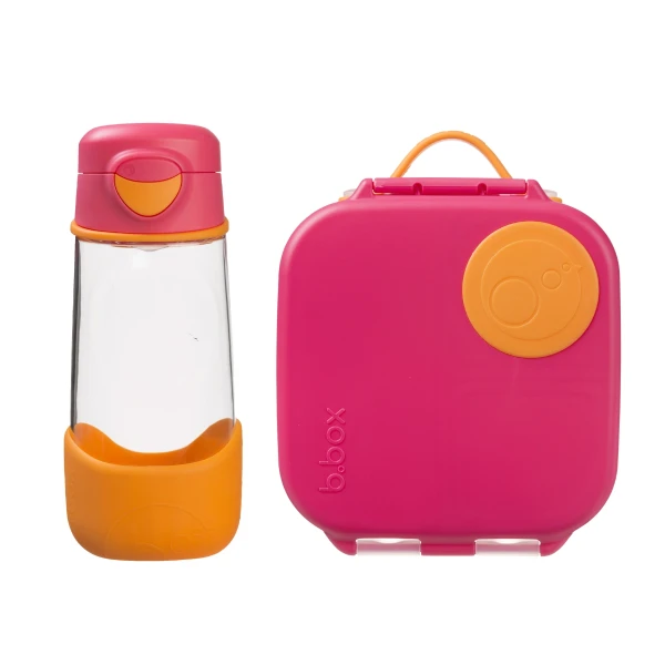 B.Box Zestaw Sportowa butelka tritanowa 450 ml + Mini Lunchbox, Strawberry Shake