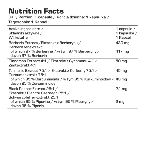 BERBERYNA HCL PLUS VEGE 100 KAPSUŁEK 7NUTRITION 