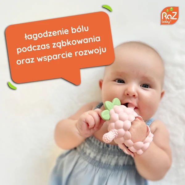 Gryzak silikonowy Razberry Grip, różowy, RaZbaby