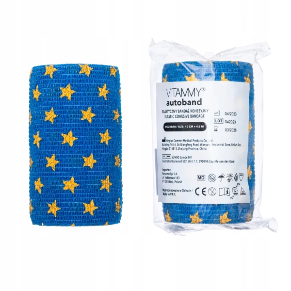 VITAMMY AUTOBAND ELASTYCZNY BANDAŻ KOHEZYJNY 10CM X 4,5 M GWIAZDKI 
