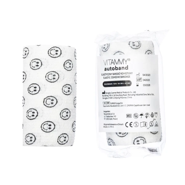 VITAMMY AUTOBAND ELASTYCZNY BANDAŻ KOHEZYJNY 10CM X 4,5 M BIAŁE BUŹKI