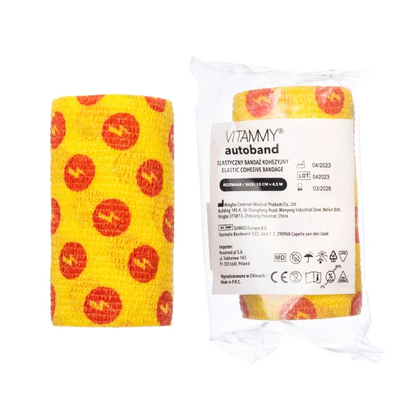 VITAMMY AUTOBAND ELASTYCZNY BANDAŻ KOHEZYJNY 10CM X 4,5 M BŁYSKAWICE