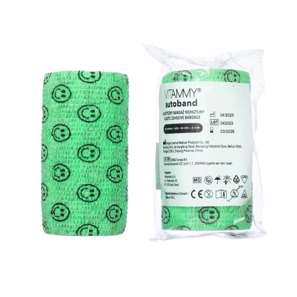 VITAMMY AUTOBAND ELASTYCZNY BANDAŻ KOHEZYJNY 10CM X 4,5 M ZIELONE BUŹKI