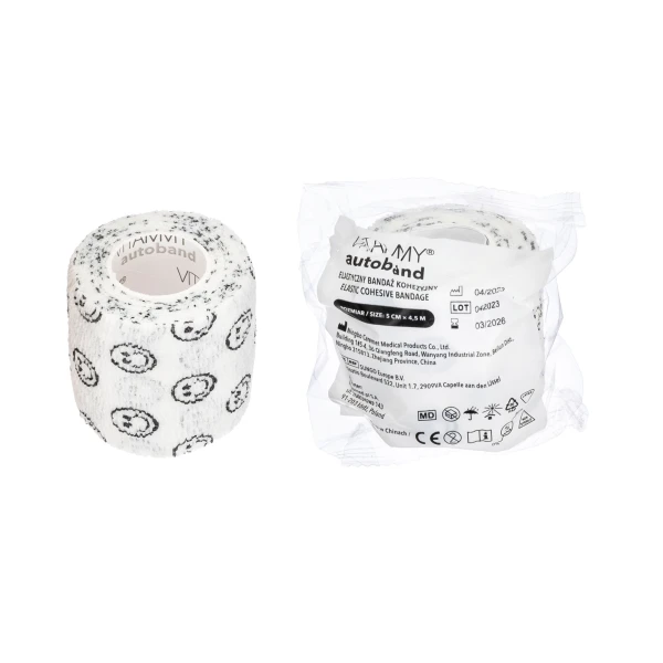 VITAMMY AUTOBAND ELASTYCZNY BANDAŻ KOHEZYJNY 5 CM X 4,5 M BIAŁE BUŹKI