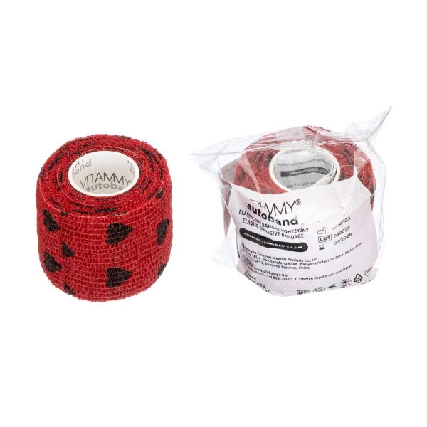 VITAMMY AUTOBAND ELASTYCZNY BANDAŻ KOHEZYJNY 5 CM X 4,5 M SERDUSZKA