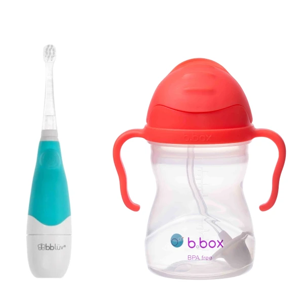 Soniczna szczoteczka dla dziecka Sönik + Bidon ze słomką 240 ml, arbuzowy B.Box 