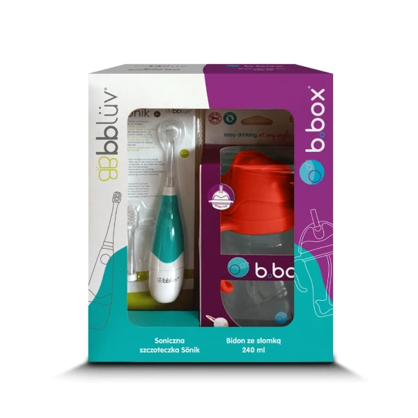 Soniczna szczoteczka dla dziecka Sönik + Bidon ze słomką 240 ml, arbuzowy B.Box 