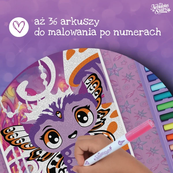 NEBULOUS STARS KREATYWNA KOLOROWANKA Z FLAMASTRAMI MYSTERY 7+