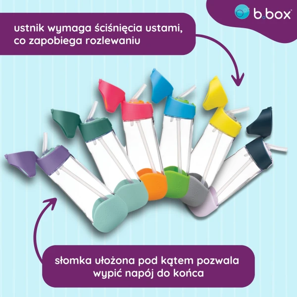 B.box Butelka na wodę tritanowa ze słomką 600ml Indigo Rose