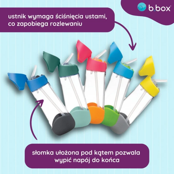 B.Box Butelka na wodę tritanowa ze słomką 600ml Ocean Breeze