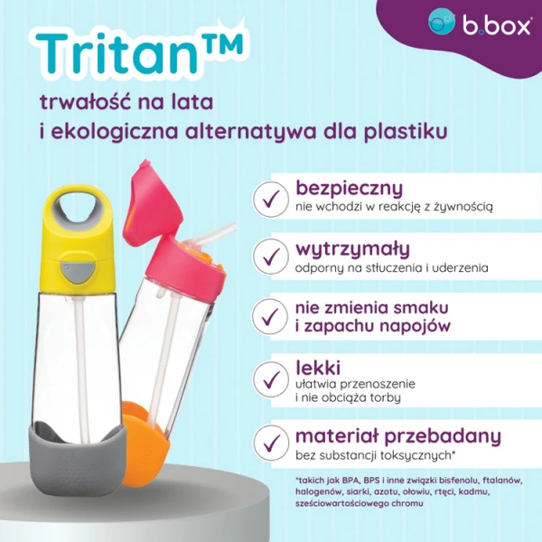 B.Box Butelka na wodę tritanowa ze słomką 600ml Ocean Breeze