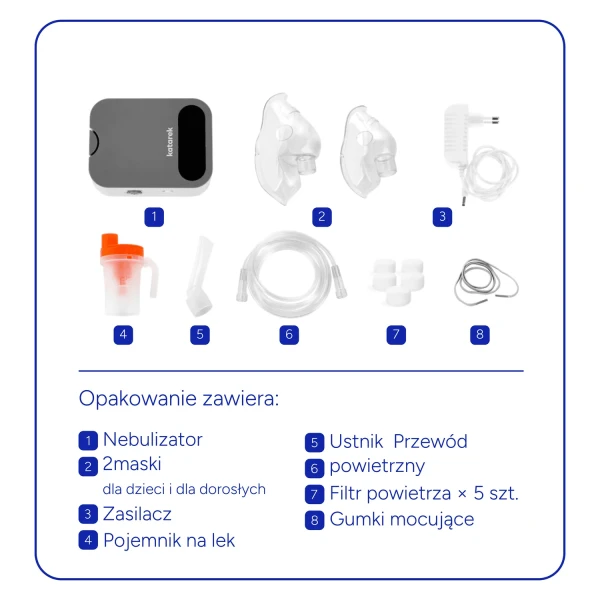 KATAREK INHALO NEBULIZATOR KOMPRESOROWY + 2 RODZAJE SOLI ZESTAW