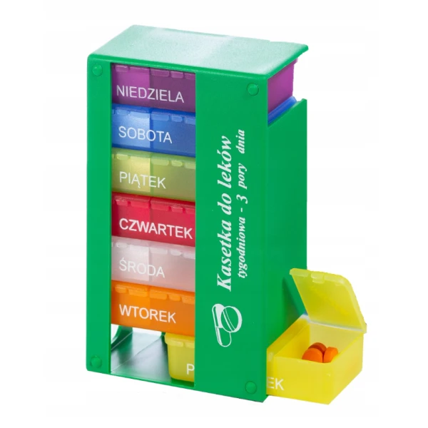 KASETKA DO DAWKOWANIA LEKÓW TYGODNIOWA 7 DNI 3 PORY DNIA MIX COLOR