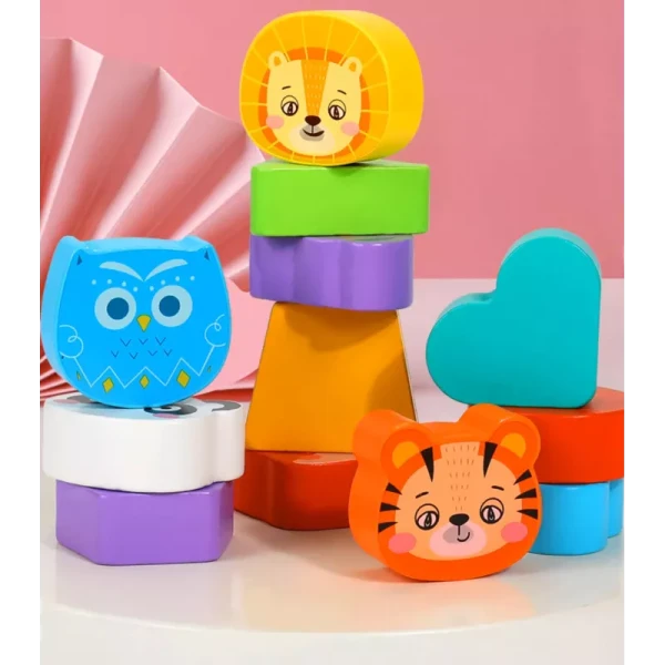 DREWNIANY SORTER KLOCKÓW KOSTKA SENSORYCZNA MONTESSORI GUMKI 12 SZT.