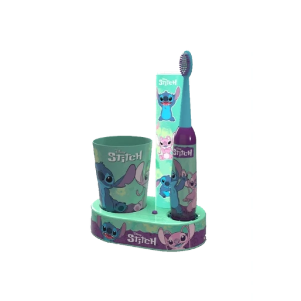 MR. WHITE ZESTAW DO MYCIA ZĘBÓW Z PODSTAWKĄ LED STITCH