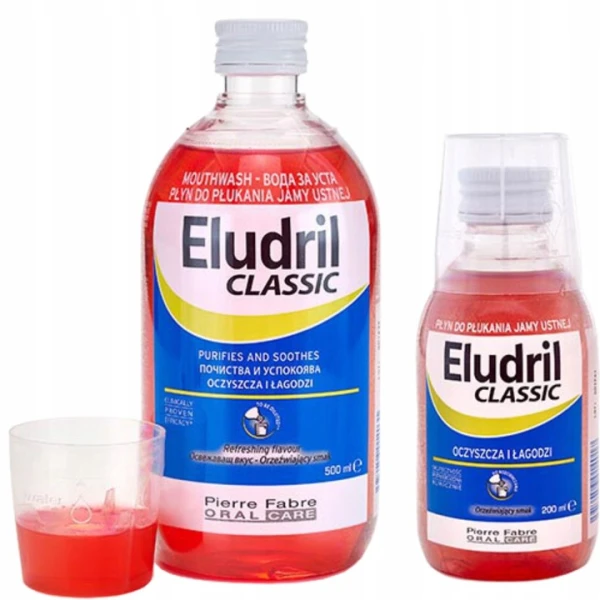 ELUDRI CLASSIC PŁYN DO PŁUKANIA JAMY USTNEJ ANTYBEKTERYJNO I ŁĄGODZĄCY 500M