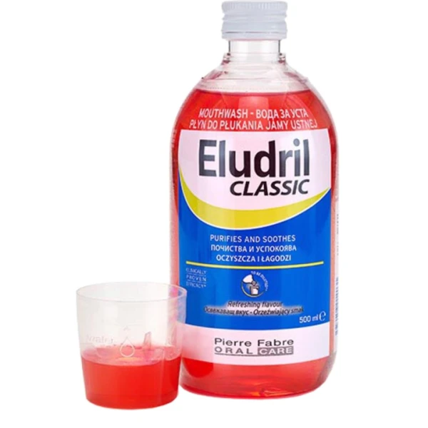 ELUDRI CLASSIC PŁYN DO PŁUKANIA JAMY USTNEJ ANTYBEKTERYJNO I ŁĄGODZĄCY 500M