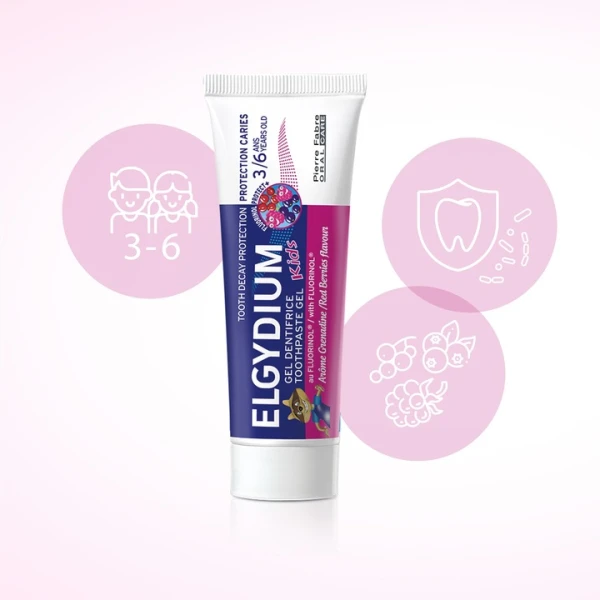 ELGYDIUM KIDS PASTA DO ZĘBÓW DLA DZIECI 3-6LAT PRZECIWPRÓCHNICOWA CZERWONE OWOCE