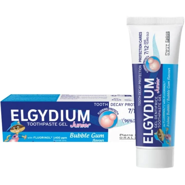 ELGYDIUM JUNIOR PASTA DO ZĘBÓW DLA DZIECI 7-12LAT PRZECIWPRÓCHNICOWA BUBBLE GUM 