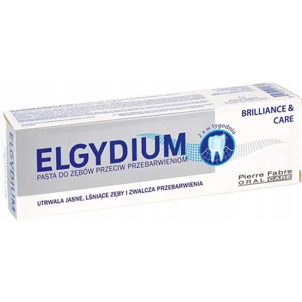 ELGYDIUM BRILLIANCE&CARE PASTA DO ZĘBÓW PRZECIW PRZEBARWIENIOM 30ML