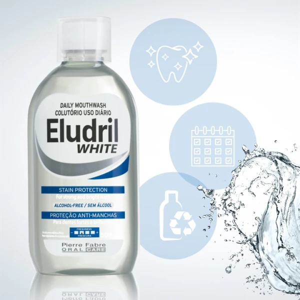 ELUDRI SENSITIVE WHITE PŁYN DO PŁUKANIA JAMY USTNEJ WYBIELAJĄCA BEZ ALKOHOLU 500